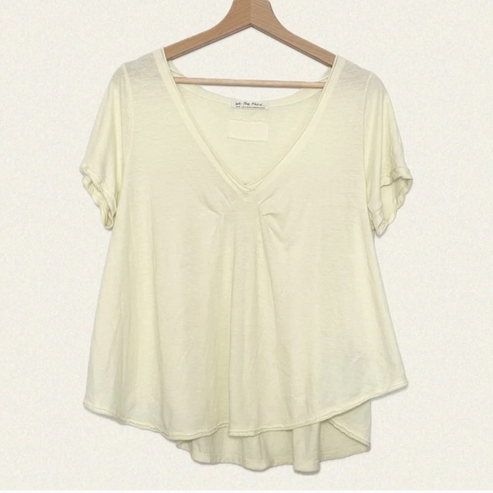 We The Free Soft Yellow V-Neck Short Sleeve Tee, Size Small - Picture 3 of 6